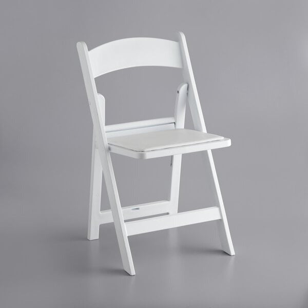 Lancaster Table & Seating White Resin Folding Chair with Vinyl Seat